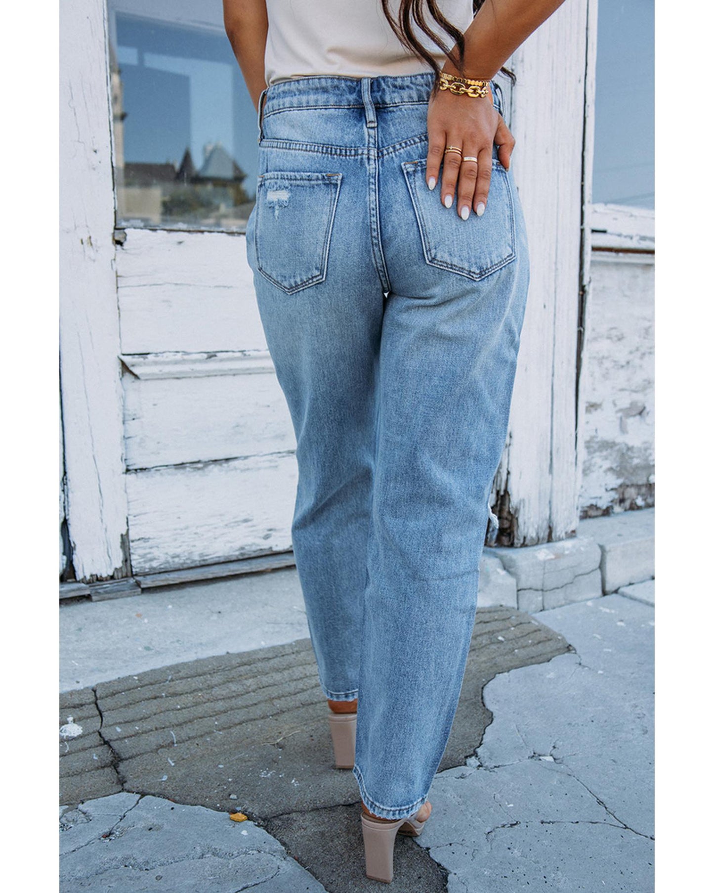 Azura Exchange Knee Cutout Straight Leg Jeans - 6 US