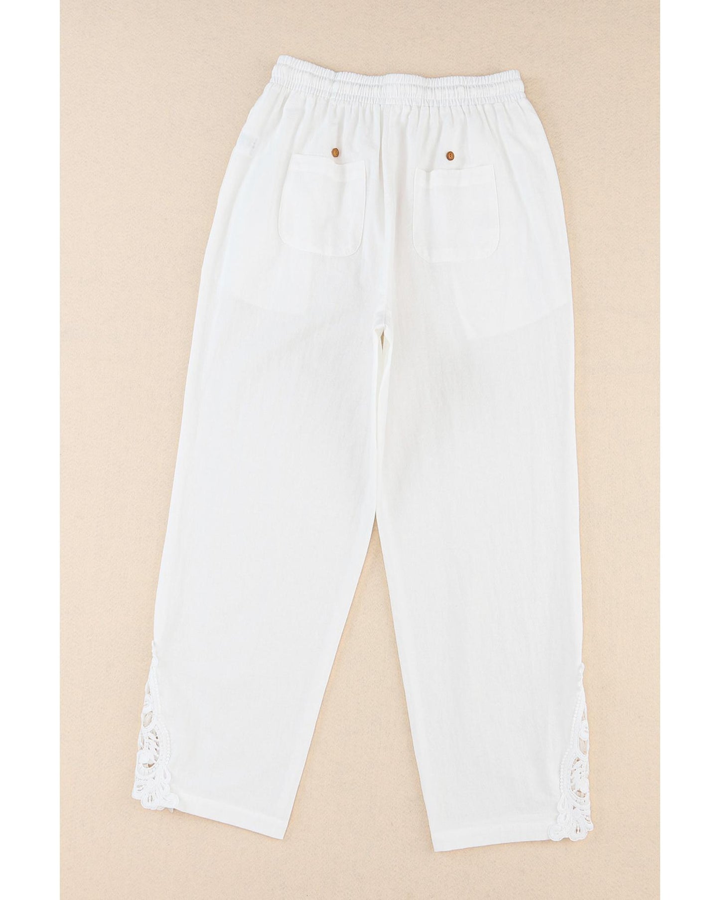 Azura Exchange Lace Splicing Drawstring Casual Cotton Pants - XL