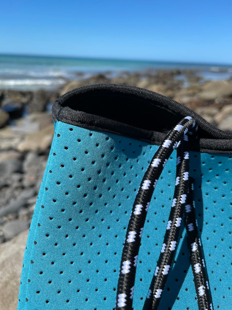 Neoprene Bag - Vegan Tote - 2 Piece Set - Light Blue