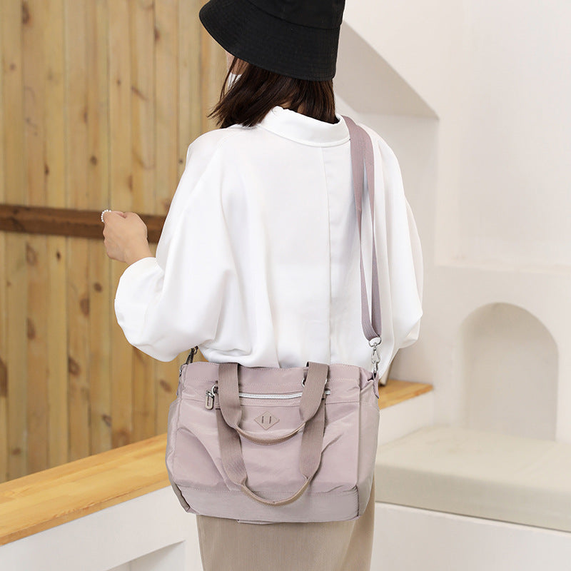 Grey Versatile Water-Repellent Nylon Tote Bag - Lightweight Multi-Pocket Shoulder & Crossbody Handbag