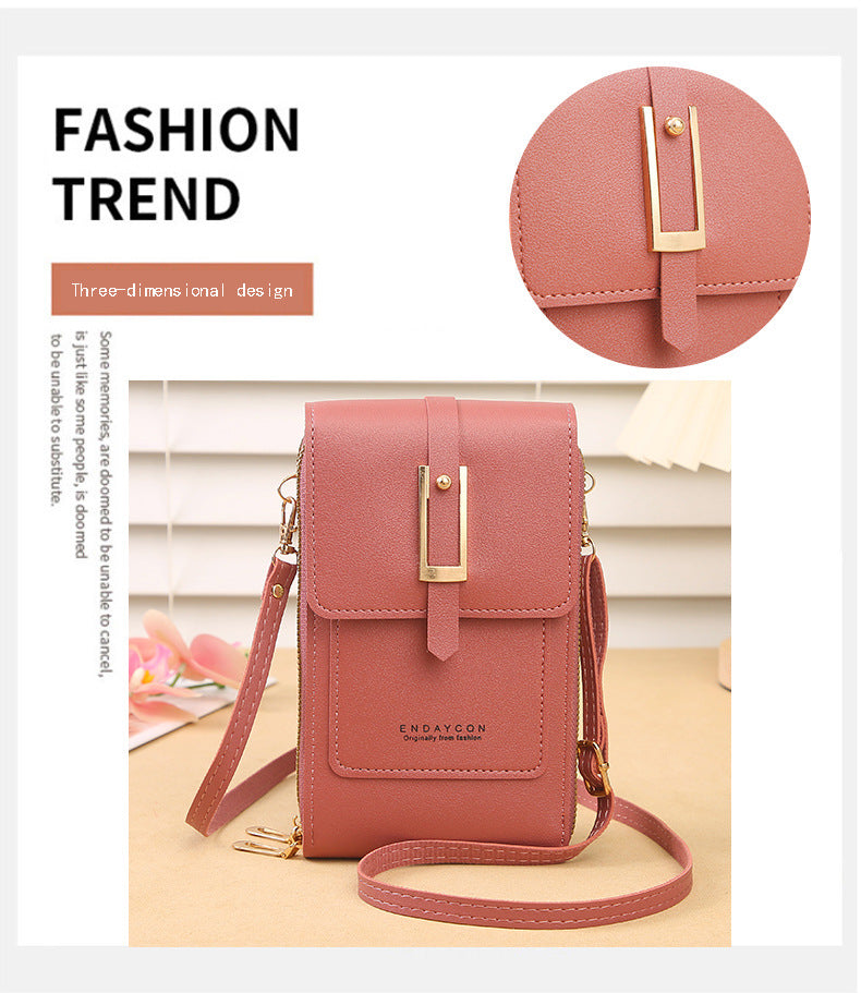 Women's Crossbody Phone Bag with Clear Touch Screen Window PU Leather Wallet Purse Multi-Pocket Shoulder Handbag Adjustable Strap Card Holder Red
