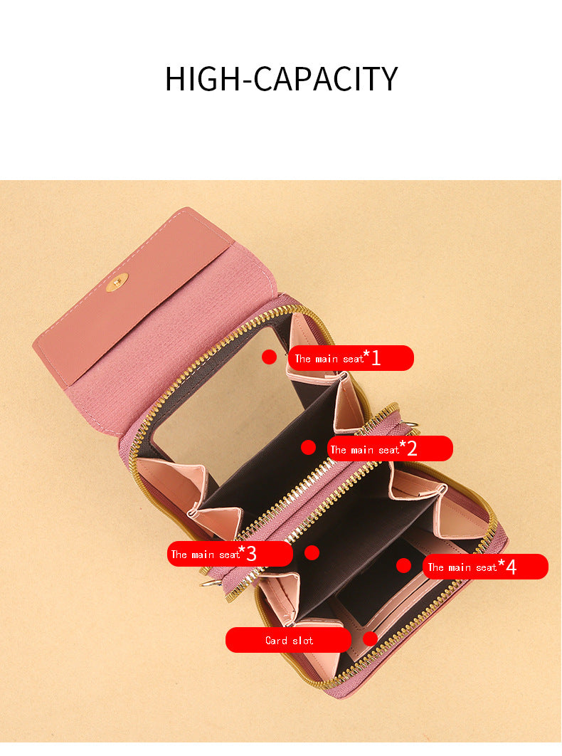 Women's Crossbody Phone Bag with Clear Touch Screen Window PU Leather Wallet Purse Multi-Pocket Shoulder Handbag Adjustable Strap Card Holder Blue