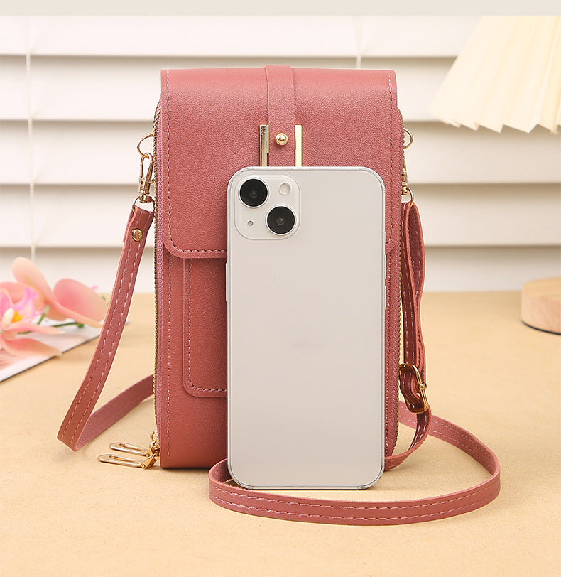 Women's Crossbody Phone Bag with Clear Touch Screen Window PU Leather Wallet Purse Multi-Pocket Shoulder Handbag Adjustable Strap Card Holder Black