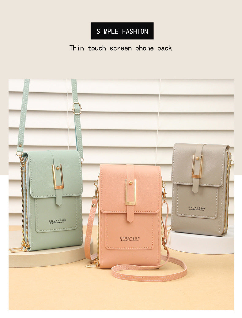 Women's Crossbody Phone Bag with Clear Touch Screen Window PU Leather Wallet Purse Multi-Pocket Shoulder Handbag Adjustable Strap Card Holder Reseda