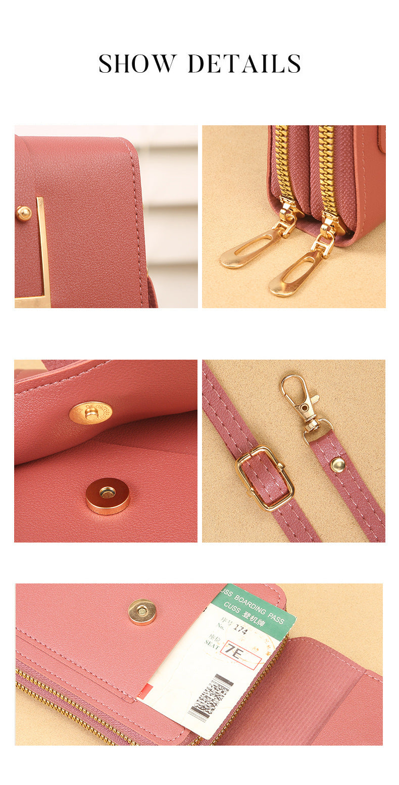 Women's Crossbody Phone Bag with Clear Touch Screen Window PU Leather Wallet Purse Multi-Pocket Shoulder Handbag Adjustable Strap Card Holder Reseda