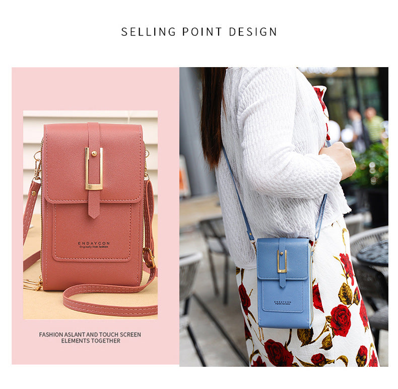 Women's Crossbody Phone Bag with Clear Touch Screen Window PU Leather Wallet Purse Multi-Pocket Shoulder Handbag Adjustable Strap Card Holder Brown