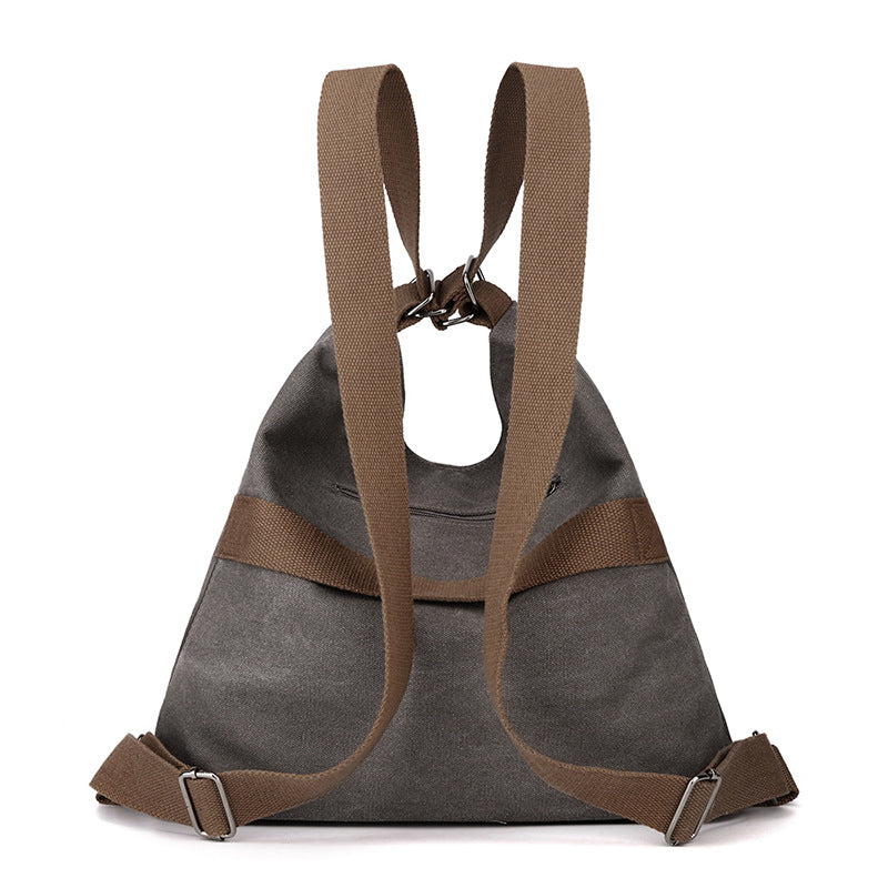 Black Versatile 3-in-1 Canvas Backpack and Shoulder Bag Large Capacity Handbag for Women Ideal for Travel School and Everyday Use