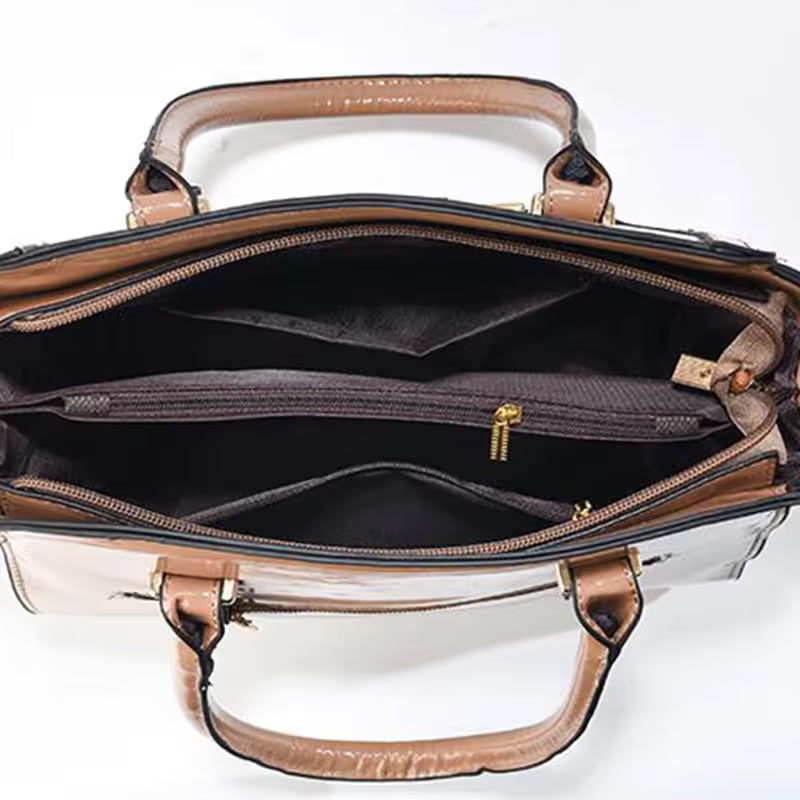 Khaki Women's Handbag Set - Large Capacity 2 Piece Shoulder Bag with Matching Wallet