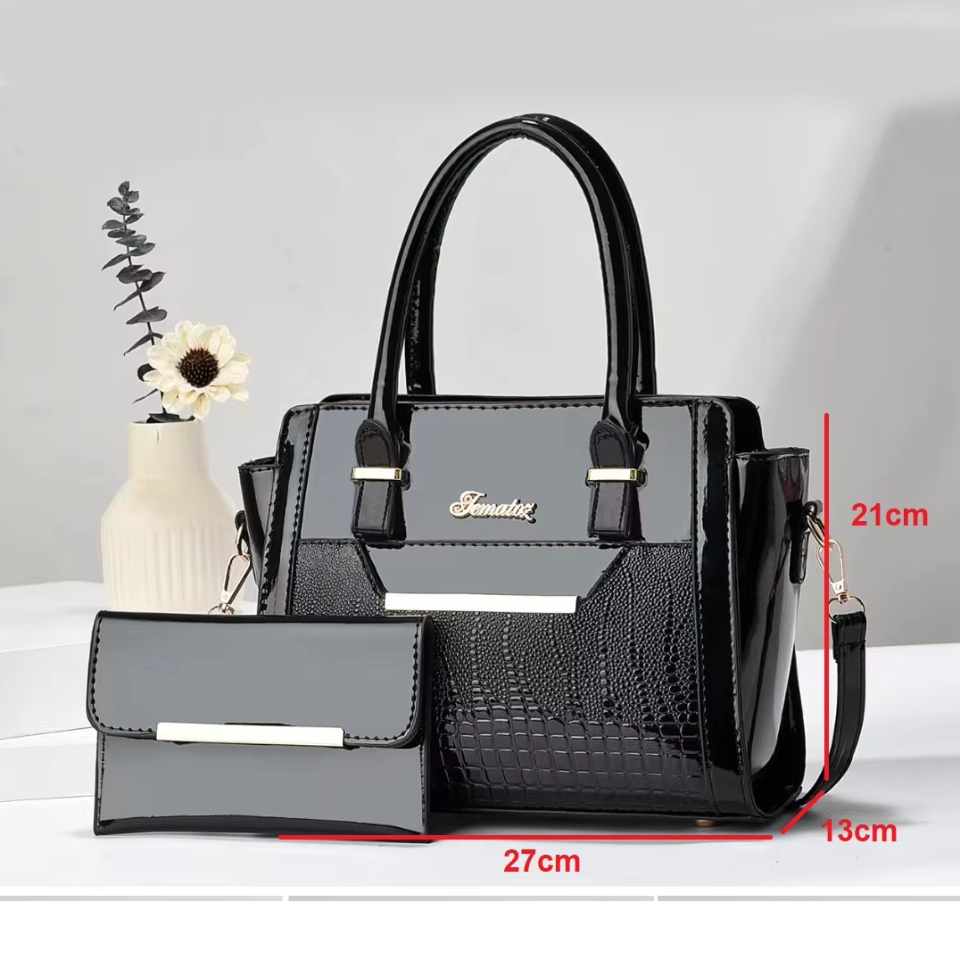 Mint pink Women's Handbag Set - Large Capacity 2 Piece Shoulder Bag with Matching Wallet